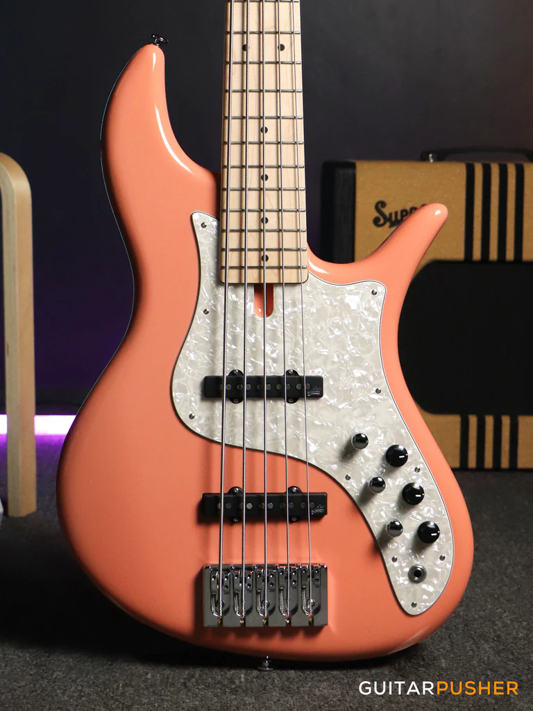 FBASS VF5-J 5-String Bass (Coral Sand Gloss) - Alder Body, Maple Fingerboard